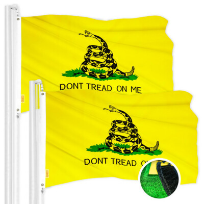 NEW G128 Gadsden Don't Tread on Me Flag 2-Pack 2x3 FT, Embroidered Polyester