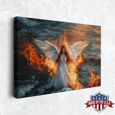 When Angels Burn the Sea Wall Art, Canvas Print for Home Decor, Art Print Poster
