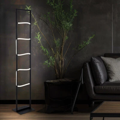 Lampadaire Lampe de Chambre Blanc LED Lampadaire Aluminium Noir - Photo 1/4