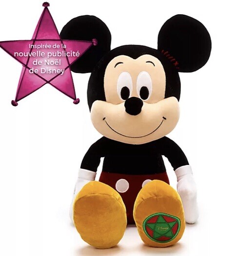 Peluche Mickey Disney géante de 60cm authentique en velours doux noir et rouge
