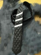 New Men's Genuine 100 Sheep Leather Quilted Tie with contrasted colors