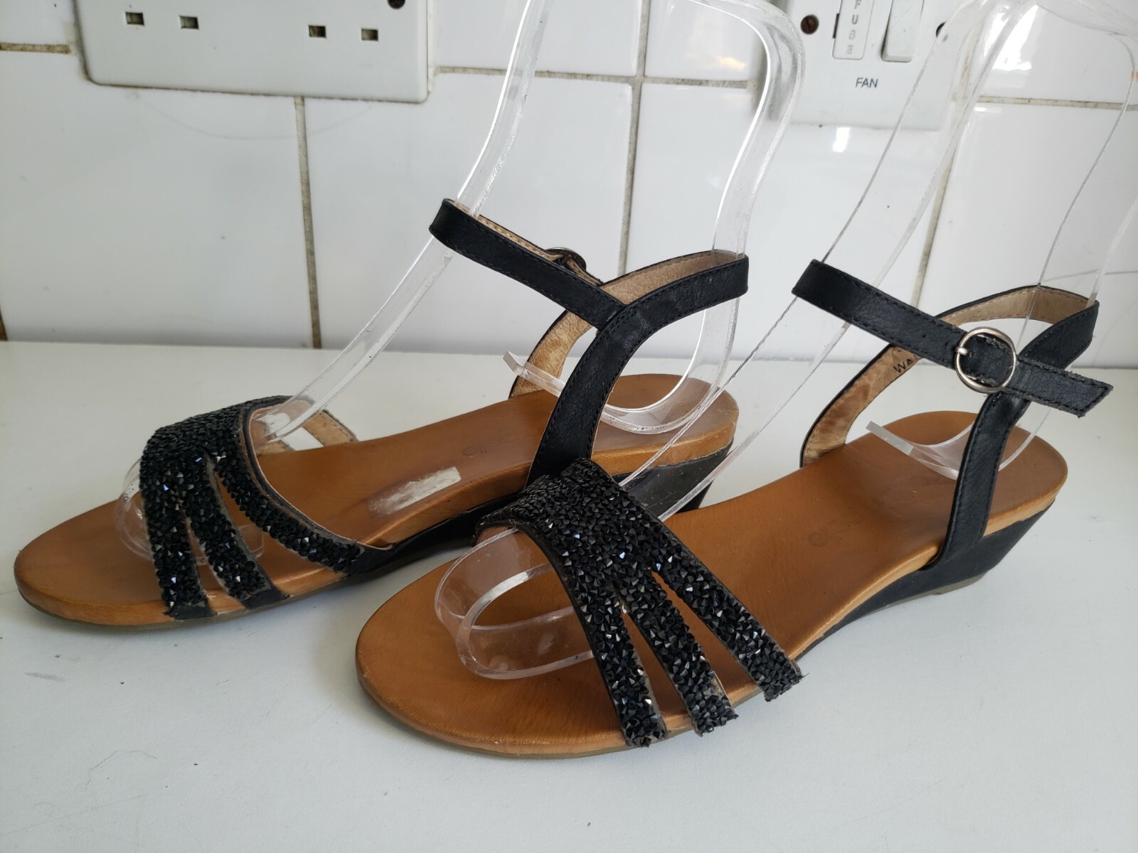 APL SANDALI ESTIVI MODA IN PELLE DESIGNER UK 3 EU 36 DONNA PELLE NERA CINTURINO PIATTO