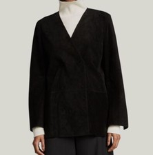 $1450 Totême Women's Black Suede Blazer Jacket Coat Size 34