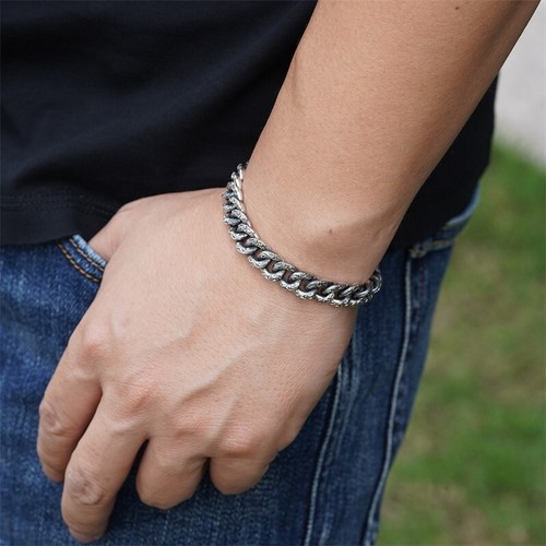 925 sterling silver Tang grass carved flowers chain bracelet large necklace N07 - Picture 26 of 28