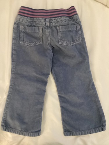Mini Boden Girl 3-4Y Heather Blue Corduroy Pants w/ Dusty Pink Knee Hearts - Picture 10 of 14