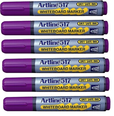 Artline 517 Whiteboard Marker Purple 3mm Pack Dry Safe Ink UK