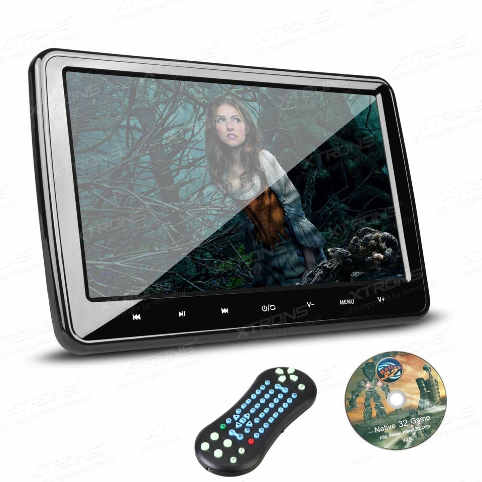 2Pcs 10.1" Car Headrest DVD Player HD Slim Screen AUX SD HDMI Rear Seat Game USB - Image 4 of 4