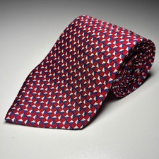 Ralph Lauren Polo University Silk Necktie Red Geometric made in USA Tie