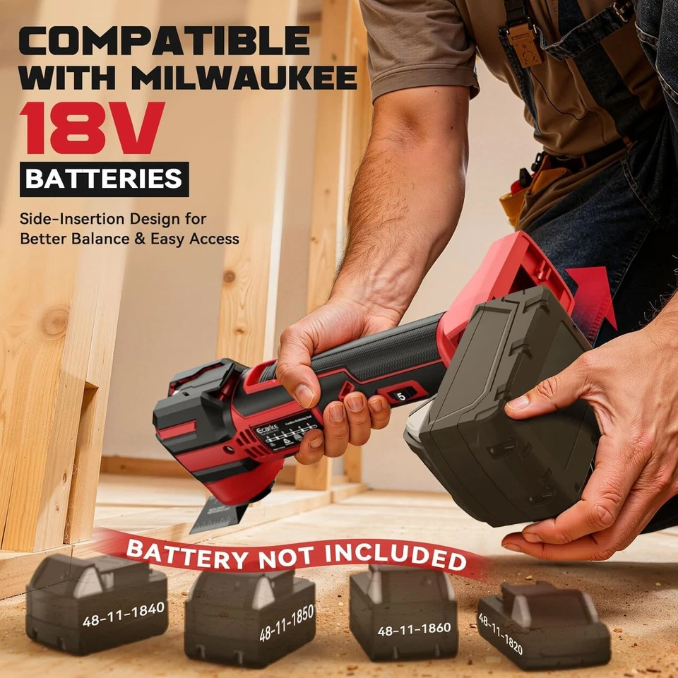 Ecarke Brushless Oscillating Multi-Tool – Compatible with Milwaukee 18V Batterie - Image 3 of 3