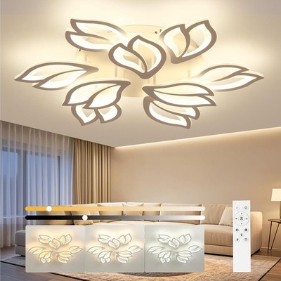 Deckenlampe 80 cm Dimmbar mit Fernbedienung und App, Blumen OTREN für Wohnzimmer