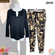 NWT Jenni Women's S Split-Neck Top  Pockets Jogger Pajama Set, Assorted