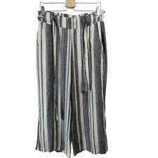 Indigo Rein Women's Large Linen/Rayon Wide Leg Pants Striped Nautical