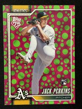 2026 Topps #206 Jack Perkins RC Holiday Polka Dots Green Pink Athletics
