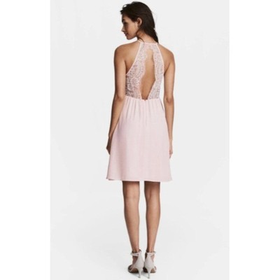 Plus Size 24 Lavender Chiffon Halter Dress Open Back Lace A-Line Formal
