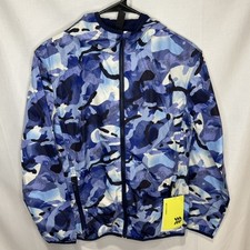 NWT All in Motion Boys Windbreaker Size 14 Blue Camo Packable Hooded Outdoor