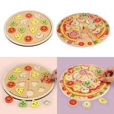 Wooden Pizza Set Kitchen Toys Role Playing Lifelike Preschool Education Food