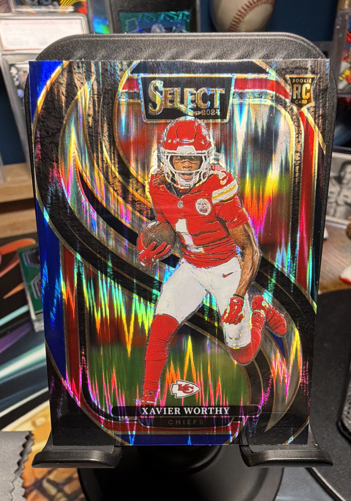 2024 Panini Select Premier Level Xavier Worthy #119 Red & Blue Shock Prizm...