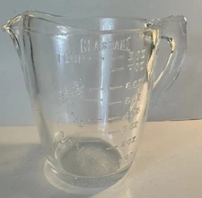 Vintage Clear Glass GLASBAKE 1 Cup Measuring Cup w/D Handle