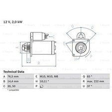 Image of STARTER BOSCH 0 986 023 530 FOR NISSAN OPEL RENAULT VAUXHALL