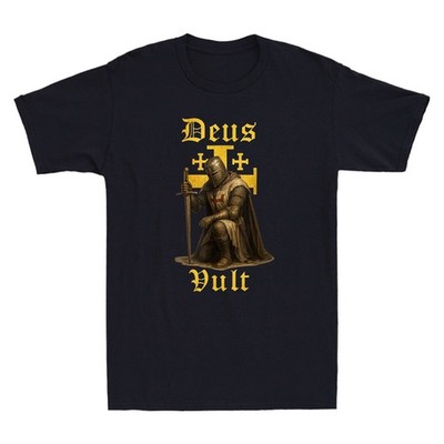 Deus Vult - Warrior Of Christ With Jerusalem Cross Men's Short Sleeve T-Shirt