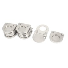 Cupboard Drawer Metal Flush Mount Pull Ring Handle Knob Silver Tone 10pcs