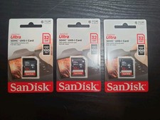 Lot of 3 SanDisk Ultra Plus SDHC UHS-I Card - 32GB - 100MB/s - Memory Card - New