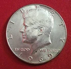 1969   John F. Kennedy - Denver Mint USA, 40% Silver  Half Dollar - 40% Silver