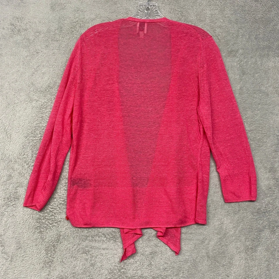 NIC ZOE Suéter Mujer Grande Rosa Cárdigan Mezcla de Lino Frente Abierto Corbata Frontal Foto 4 de 4