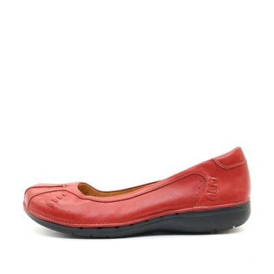Clarks Damen Halbschuh EU 41 Unstructured Rot Leder Leichtgewicht Ballerinas