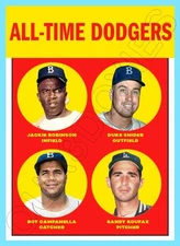 Robinson Snider Campanella Koufax Custom Made Art Card 1963 Style Dodgers