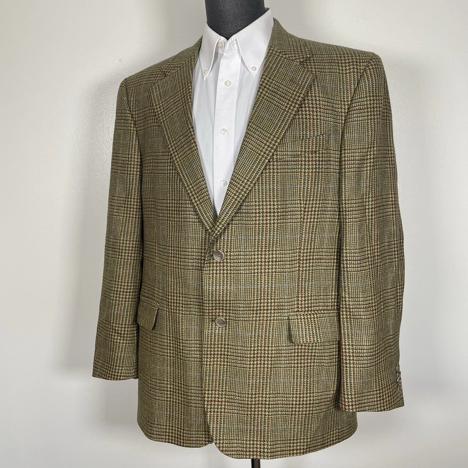 Abrigo deportivo Grant Thomas para hombre 44R multicolor suave texturizado a cuadros dos botones Foto 3 de 4