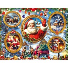 500 Piece Jigsaw Puzzle Winter Santa Collage Puzzles with Large Pieces Gift f...