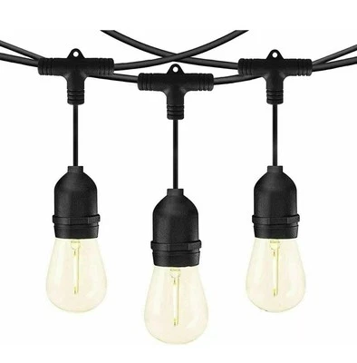 LUC10M Catena luminosa esterno 10 Lampadine LED Con cavo 10mt IP65 impermeabile NERO