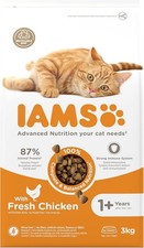 IAMS Adult Complete Dry Cat Food Chicken 3kg  Supports Strong Immune System 5.39 per kilo