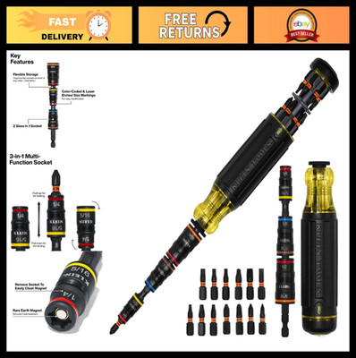 20-in-1 Impact Driver Set - SAE Sockets & Screwdriver with Phillips, Slotted, To