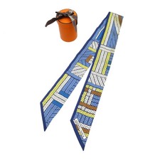 BeautifulHermesTwillyTresHScarfSilkBlueLavenderMarineYellow1391UsedHERMES