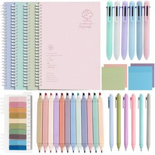 33 Pcs Aesthetic Spiral Notebook Set, Cute College Ruled Stationary A5 colors