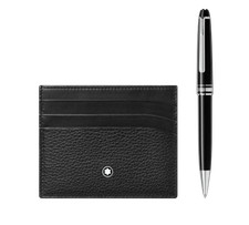 Montblanc Meisterst ck Leather 128 Ballpoint Pen, Business Card Holder Set