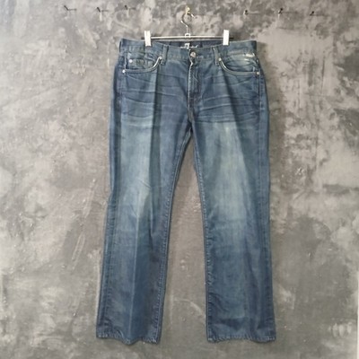 7 FOR ALL MANKIND JEANS MENS 34 BLUE DARK WASH BOOTCUT PREMIUM DENIM LUXURY