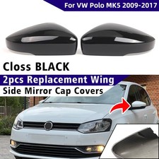Paar Glanz Schwarz Spiegelkappen Außenspiegel Gehäuse Für VW Polo MK5 2009-2017