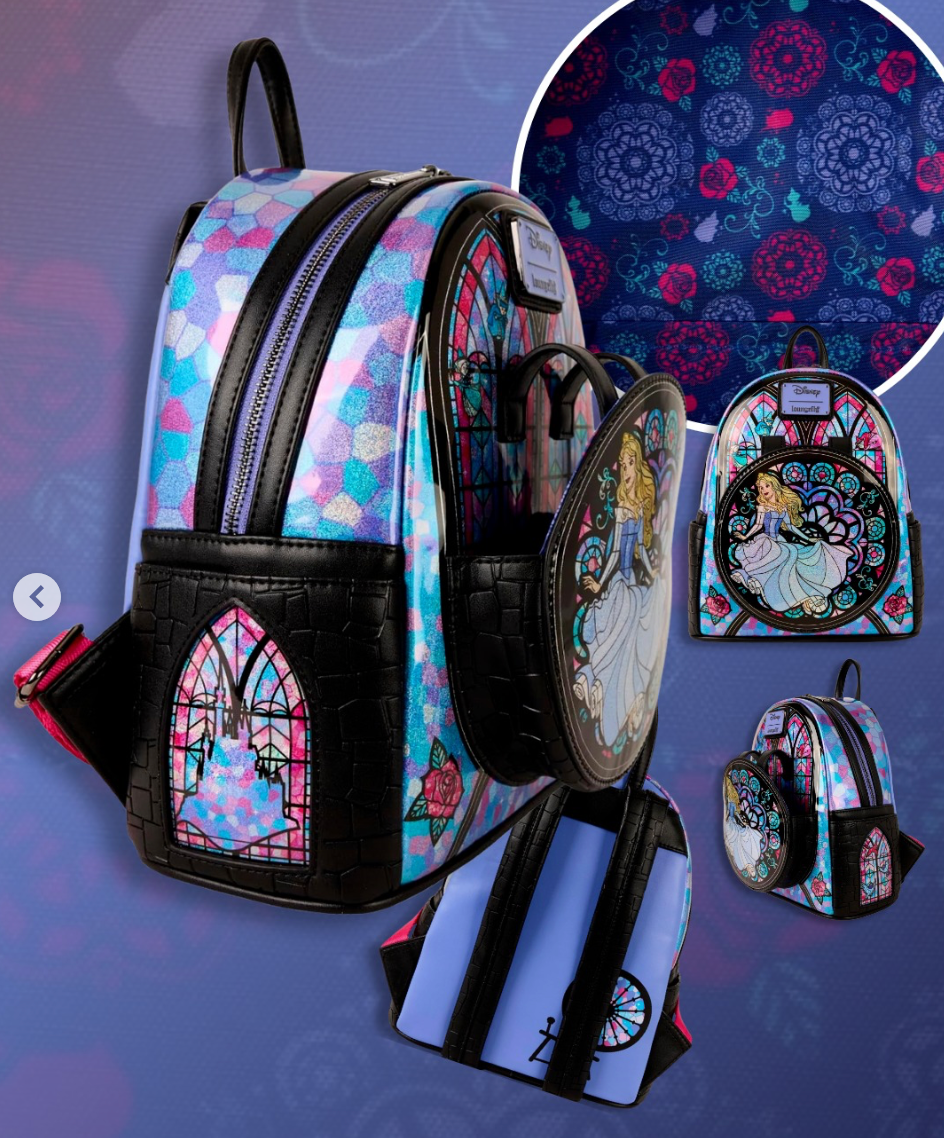 New Loungefly Disney Sleeping Beauty Aurora Stained Glass Portrait Mini Backpack First Look! Pre-order: Loungefly Disney Sleeping Beauty  main image 3