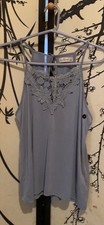 Abercrombie & Fitch Women’s Silver Bluish Cami Embroidered Lace & Keyhole