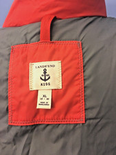 LANDS' END KIDS Youth XL 18/20 Orange Puffy Down Vest Snap Front Many Pockets