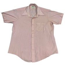 Vintage 60s Fruit of the Loom Thrashed Pink Dagger Collar Shirt Distressed L