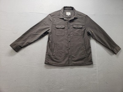 Flag & Anthem Men Shirt L Charcoal Flannel Lined Stretch Button Up Pocket Casual