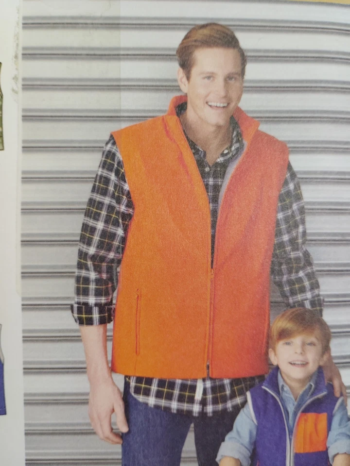 Vest Mens S-XL Boys S-L Simplicity 1329 Sewing Pattern Fleece Denim Sweatshirt - Image 4 of 4