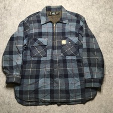 Vintage Swanndri Wool Jacket Mens XL Blue Plaid 1/4 Zip Lined Workwear Outdoor
