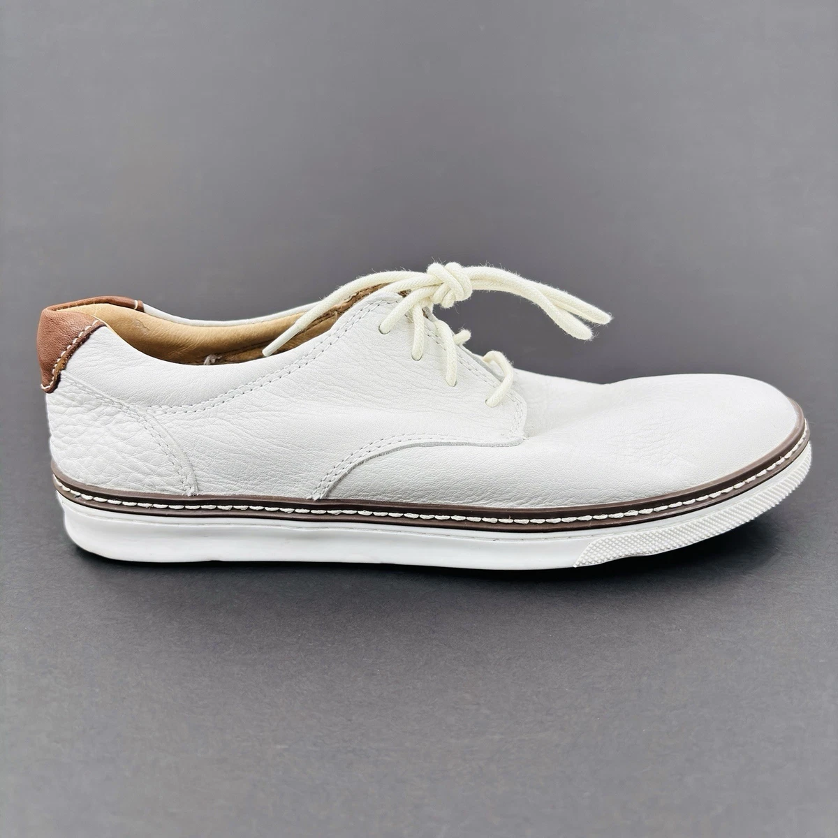 J. Murphy Men’s White Leather Moran Dress Oxford Shoes Size 10.5 M Johnston & Murphy Leather Upper White Dress Shoes for Men  main image 3