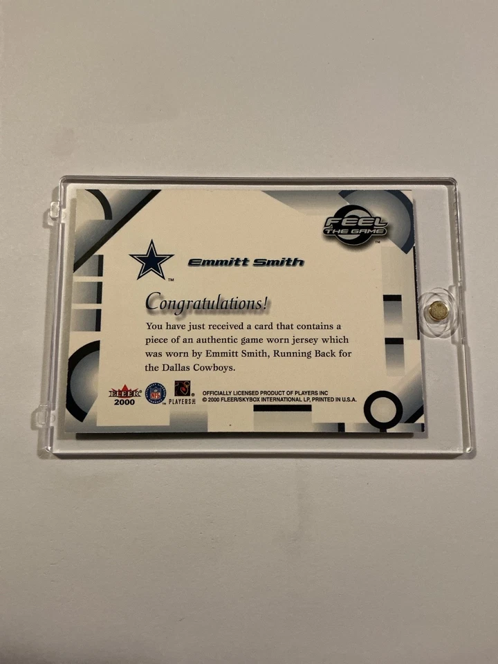 Fleer Tradition 2000 - Feel the Game Game usado Emmitt Smith blanco/50 Foto 2 de 2