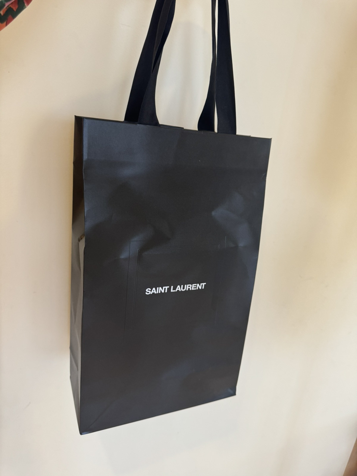 Borsa regalo shopping YSL Saint Laurent grande nera pieghevole 12 5x20 5x6